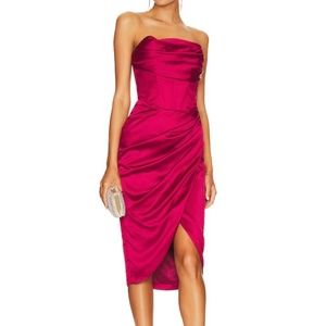 Jamila Corset Midi Dress in Burgundy